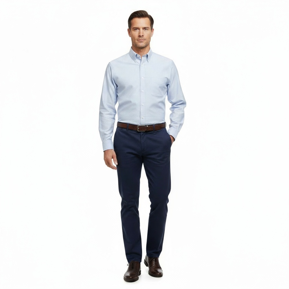 Stafford Essentials Mens Oxford Shirt Size 18 34-35 Light Blue Classic Fit